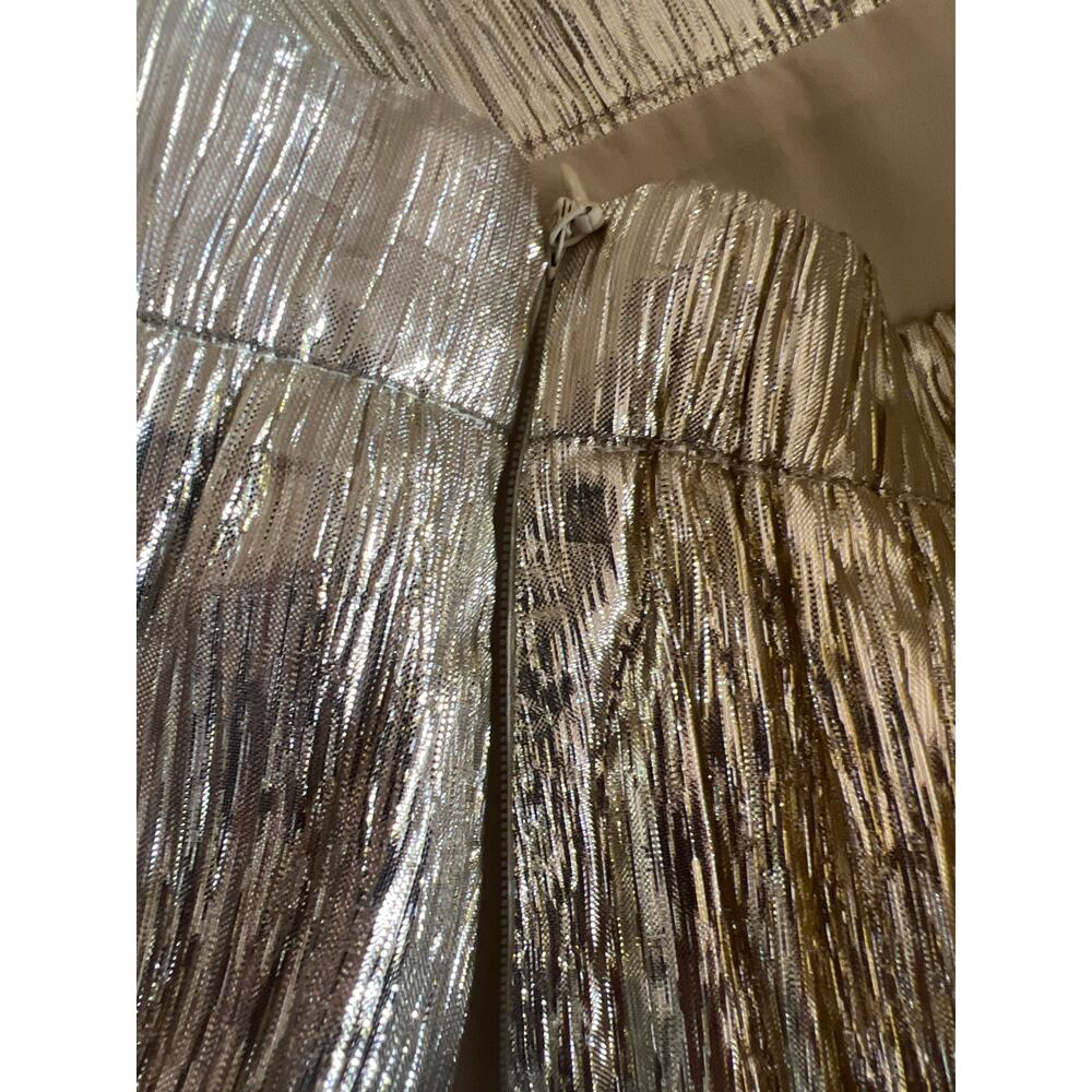 TUCKERNUCK Hyacinth House Gold Metallic Plisse Gloria Midi Skirt  NWT Size Large - Picture 10 of 10